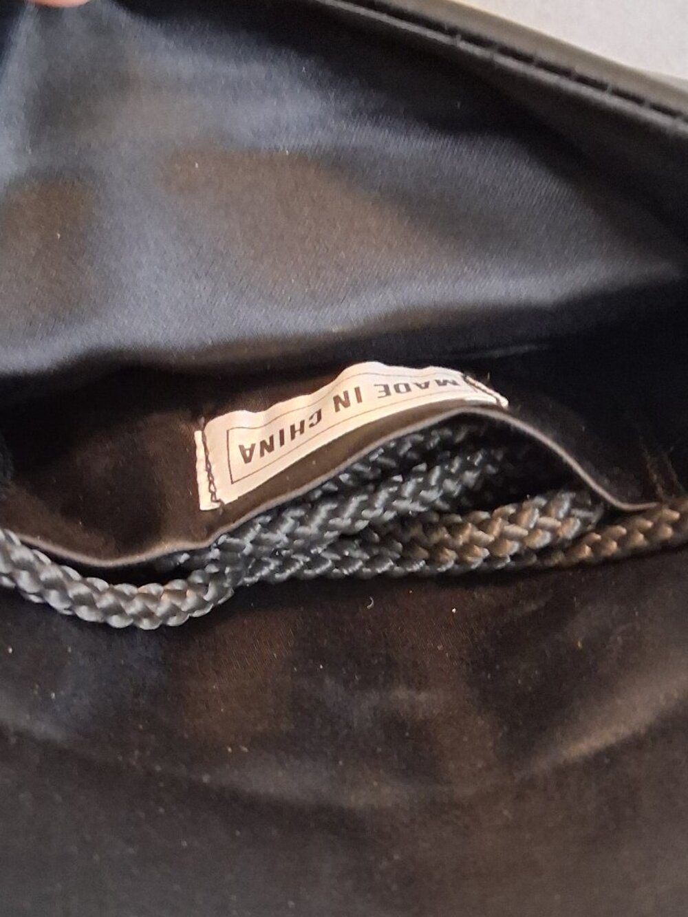 VTG Black Satin Beaded Evening Bag Convertible Crossbody Clutch Metallic Scroll - Picture 8 of 11